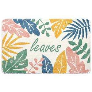 Embroidered Leaves Bath Mat