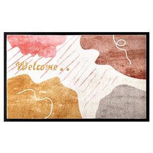 Step onto the colorful PVC doormat  